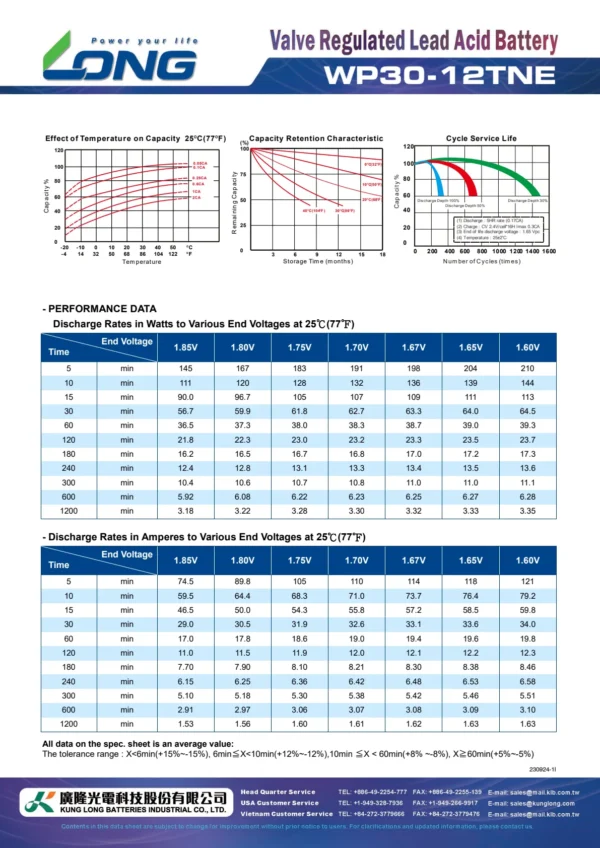 แบตเตอรี่ Long WP30-12TNE (12V30AH) - Image 3