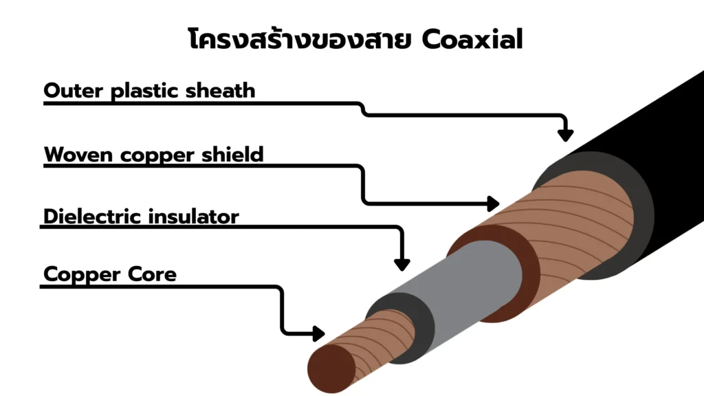 Coaxial Cable คืออะไร? ทำความรู้จักสายโคแอกเชียล การใช้งาน และวิธีเลือกให้เหมาะกับระบบของคุณ 3 Coaxial Cable คืออะไร ทำความรู้จักสายโคแอกเชียล การใช้งาน และวิธีเลือกให้เหมาะกับระบบข