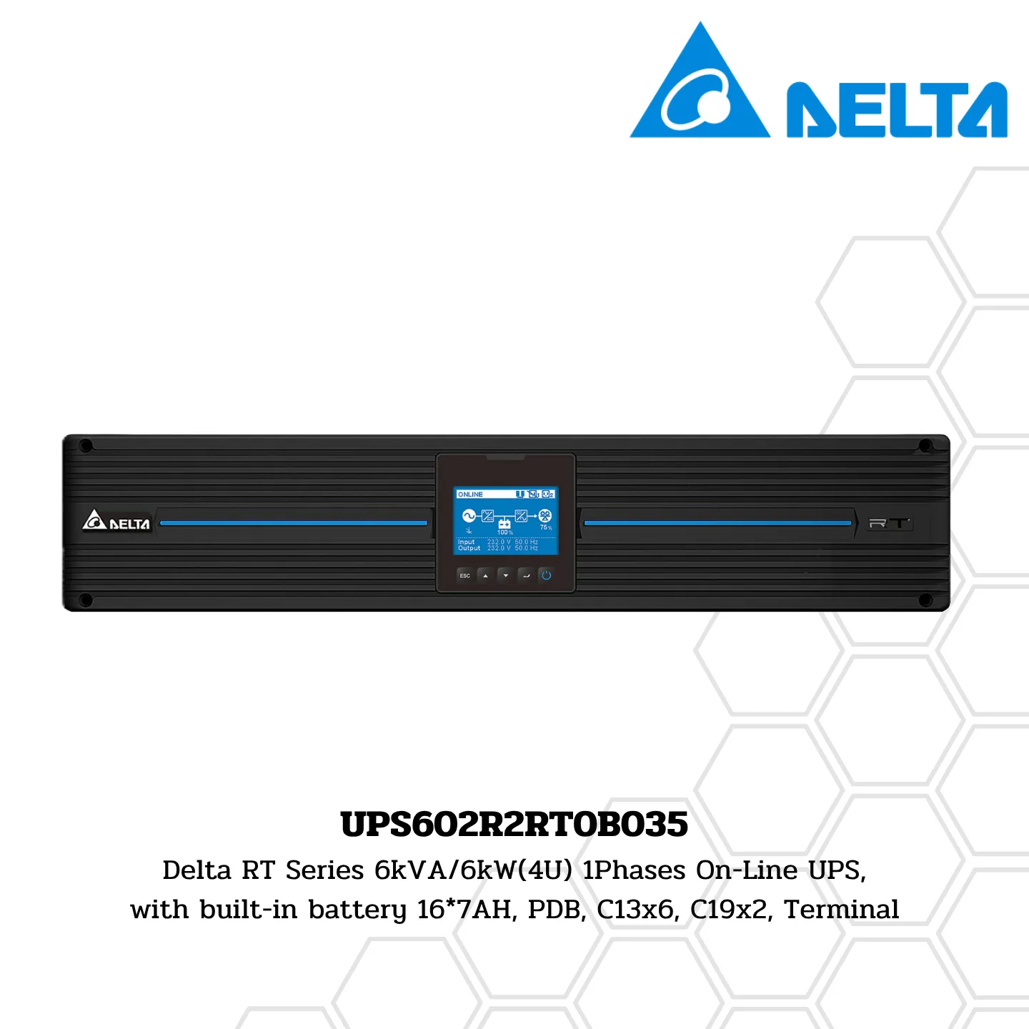เครื่องสำรองไฟ Delta RT-6K RT Series 6kVA/6kW(4U) (UPS602R2RT0B035) 1 RT-6K